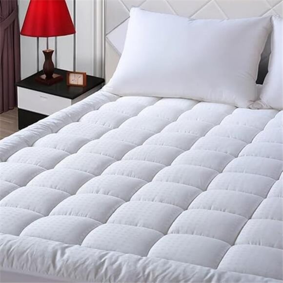 Queen Size Mattress Pad Pillow Top Mattress Cover Quilted Fitted - Picture 14 of 14